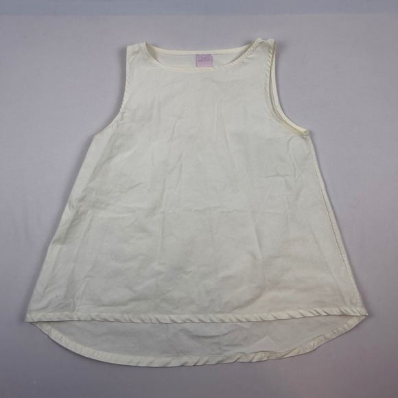 ANN MASHBURN Tops - Ann Mashburn Womens XS Sleeveless Flared High-Low Top Cream Cotton Nylon Blend